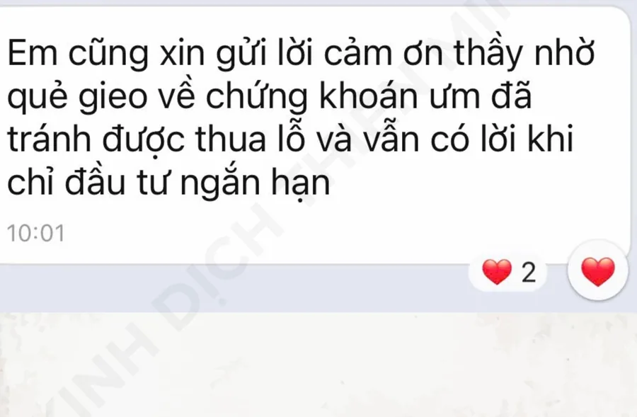 Ảnh chụp phản hồi của khách sau khi xem quẻ