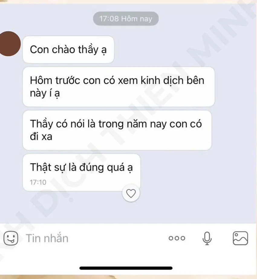 Ảnh chụp phản hồi của khách sau khi xem quẻ