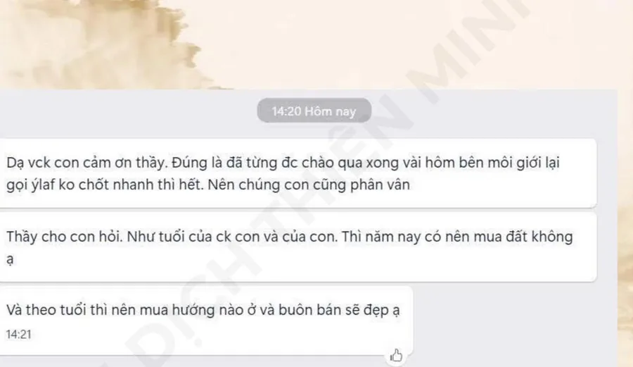 Ảnh chụp phản hồi của khách sau khi xem quẻ